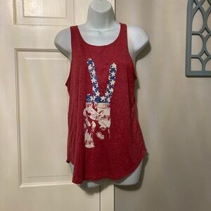 Red Peace Sign Graphic Tank Top